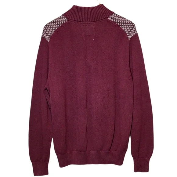 Weatherproof Vintage Holiday Sweater Mens L Burgundy Fair Isle 1/4 Zip Preppy - Picture 3 of 8